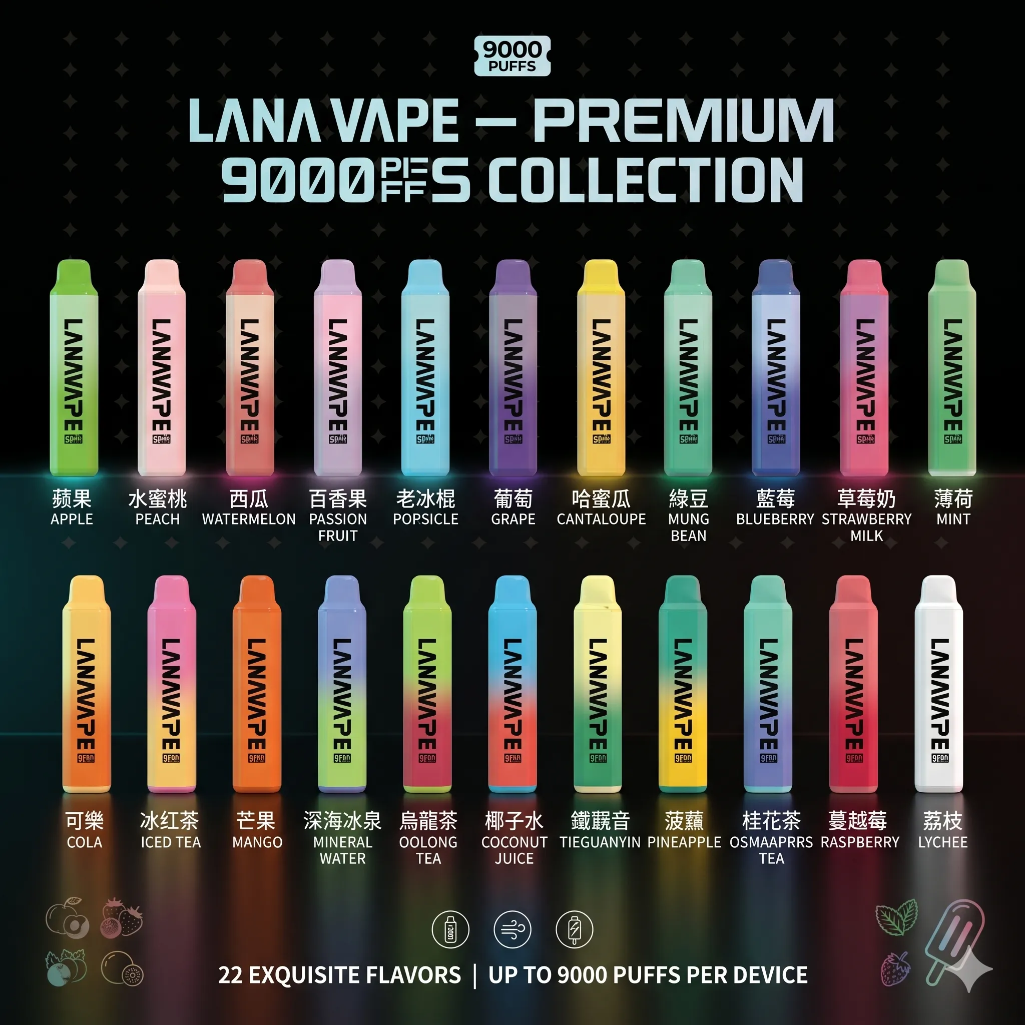 拉娜 拋棄式電子煙 9000口／時尚輕便